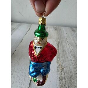 Vintage inge glas golfer duffer‎ golf glass ornament man Xmas tree mercury